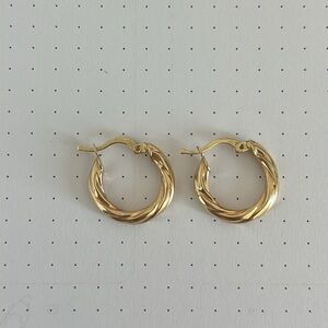 14k solid gold (585) twist hoop earrings